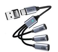 Seminer USB C Splitter 3 Port With USB Adapter for Data Transfer, USB-C Splitter for Charging, Male to Multi Type-C Female Cable Compatible with Smartphone, PC, Flash Drive, Keyboard, Printer