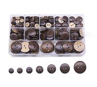 SEMINI 210 Pieces 10mm-25mm Mixed Size Natural Coconut Shell Buttons 2 Hole Natural Scrapbooking Craft Sewing Buttons Clothing Accessories (TR003 2 Hole)