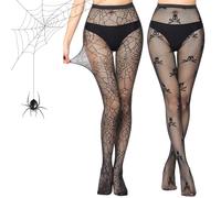 SEMINISMAR Halloween Tights,Spider Web Tights,Fishnet Stockings for Halloween,Black FishnetTights,HalloweenSexy NetTights,For Women Girls Ladies Cosplay,2 Pairs