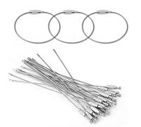 SEMINISMAR Pack of 20 Wire Key Fobs, Stainless Steel Wire Key Rings, Cable Key Rings, Stainless Steel Gear for Hanging Luggage Tags, Key Rings and ID Tag Guardian (1.5 mm x 150 mm), White