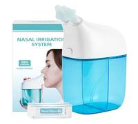 SEMIOEN Nasal Irrigation System with 30 Saline Packets, Sinus Rinse Machine, Nose Sinus Cleaner Machine with Water Tank & Waste Collection Tank - Blue