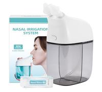 SEMIOEN Nasal Irrigation System with 30 Saline Packets, Sinus Rinse Machine, Nose Sinus Cleaner Machine with Water Tank & Waste Collection Tank - Grey