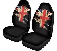 Semiouray Retro Union Jack Print Car Seat Covers 2 PCS UK British Flag Front Universal Auto Front Seats Scratch Protector Fits for Car,SUV Sedan,Truck, Black