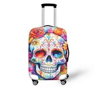 Semiouray Skull Travel Luggage Cover Polyester Rose Galaxy Thickened Suitcase Cover With Concealed Zipper Anti-Scratch Covers, Day of the Dead Skull, S(18-21 IN)