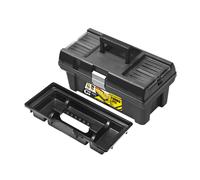 SEMIPROFI Large Plastic Black Toolbox Chest Professional Lid Storage Compartment