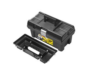 SEMIPROFI Large Plastic Black Toolbox Chest Professional Lid Storage Compartment