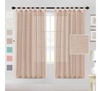 SemiSheer Linen Curtains2 Pack Tab Top Drapes for Living Room & Bedroom Privacy & Sunlight Filtering 52"x108" Elegant Sea Mist Color Ideal Window Treatment