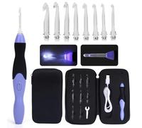 Semme 9 in 1 Light Up Crochet Hooks Set, 2.5 mm to 6.5 mm, Ergonomic Crochet Hooks, USB Rechargeable Lighted Crochet Set, with Case, Special Crochet Gifts for Crocheters