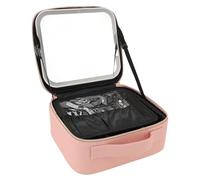 Semme Makeup Bag with Mirror Large Capacity Cosmetic Case | Oxford cloth cosmetic case 800mAh battery mirror shockproof padding stores jewelry and electronics portable handle