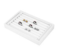 Semme Ring Organizer Display Case, Velvet 7 Slot Fashion Jewelry Organizer Holder Case Box Showcase(White)