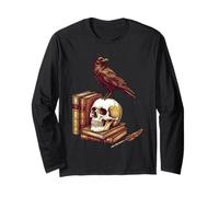 Semper Discens Dark Academia Skull Books Vintage Etching Long Sleeve T-Shirt