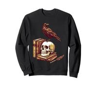Semper Discens Dark Academia Skull Books Vintage Etching Sweatshirt