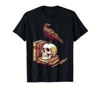 Semper Discens Dark Academia Skull Books Vintage Etching T-Shirt