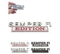 Semper FI Edition Car Emblem Metal Badge Veteran Military Auto Decal Sticker Universal Metal Side Emblem Badge Sticker for Cars Trucks SUVs Fender Tailgate Bumper Badges Men(Silver+Red)