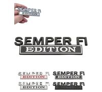 Semper FI Edition Car Emblem Metal Badge Veteran Military Auto Decal Sticker Universal Metal Side Emblem Badge Sticker for Cars Trucks SUVs Fender Tailgate Bumper Badges Men(Black+Silver)