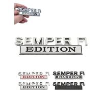 Semper FI Edition Car Emblem Metal Badge Veteran Military Auto Decal Sticker Universal Metal Side Emblem Badge Sticker for Cars Trucks SUVs Fender Tailgate Bumper Badges Men(Silver+Black)