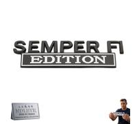 Semper FI Edition Car Emblem Metal Badge Veteran Military Metal Side Emblem Sticker Universal Auto Decal for Fender Tailgate Bumper Compatible with Cars Trucks SUV Exterior Accessories(Silver+Black)
