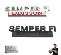 Semper FI Edition Car Emblem Metal Badge Veteran Military Metal Side Emblem Sticker Universal Auto Decal for Fender Tailgate Bumper Compatible with Cars Trucks SUV Exterior Accessories(Ix2c)