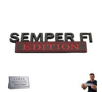 Semper FI Edition Car Emblem Metal Badge Veteran Military Metal Side Emblem Sticker Universal Auto Decal for Fender Tailgate Bumper Compatible with Cars Trucks SUV Exterior Accessories(Black+Red)