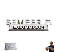 Semper FI Edition Car Emblem Metal Badge Veteran Military Metal Side Emblem Sticker Universal Auto Decal for Fender Tailgate Bumper Compatible with Cars Trucks SUV Exterior Accessories(Black+Silver)
