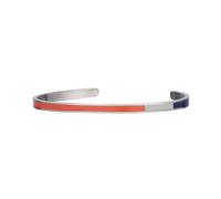 Semper.L Tri-Color Enamel Cuff Bangle Bracelet - Adjustable Oval Shape, Unisex Jewelry for Women and Men, Stainless Steel Polished Finish, Beautiful Jewelry Gift Box (Mondrian BR) (Orange-Gray-Blue,L)