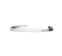 Semper.L Tri-Color Enamel Cuff Bangle Bracelet - Adjustable Oval Shape, Unisex Jewelry for Women and Men, Stainless Steel Polished Finish, Beautiful Jewelry Gift Box (Mondrian BR) (White-Gray-Black,L)