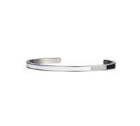 Semper.L Tri-Color Enamel Cuff Bangle Bracelet - Adjustable Oval Shape, Unisex Jewelry for Women and Men, Stainless Steel Polished Finish, Beautiful Jewelry Gift Box (Mondrian BR) (White-Gray-Black,S)