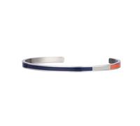 Semper.L Tri-Color Enamel Cuff Bangle Bracelet - Adjustable Oval Shape, Unisex Jewelry for Women and Men, Stainless Steel Polished Finish, Beautiful Jewelry Gift Box (Mondrian BR) (Blue-Gray-Orange,L)