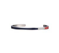Semper.L Tri-Color Enamel Cuff Bangle Bracelet - Adjustable Oval Shape, Unisex Jewelry for Women and Men, Stainless Steel Polished Finish, Beautiful Jewelry Gift Box (Mondrian BR) (Blue-Gray-Orange,S