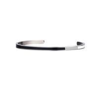 Semper.L Tri-Color Enamel Cuff Bangle Bracelet - Adjustable Oval Shape, Unisex Jewelry for Women and Men, Stainless Steel Polished Finish, Beautiful Jewelry Gift Box (Mondrian BR) (Black-Gray-White,L)