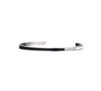 Semper.L Tri-Color Enamel Cuff Bangle Bracelet - Adjustable Oval Shape, Unisex Jewelry for Women and Men, Stainless Steel Polished Finish, Beautiful Jewelry Gift Box (Mondrian) (Black-Gray-White,S)