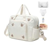 Sempidka Diaper Bag Tote Nappy Bear Embroidery Pockets Tote with Zipper
