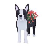 Sempoda Dog Planter, Dog Shape Plant Container, PVC Material Flower Pot for Outdoor Indoor Plants Storage Container, Cute Pet Dog Plant Flower Pot (V-Boston Terrier Grower)