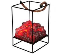 Sempoda Simulation Flame Charcoal Lamp, LED Fake Flame Fireplace Lights Battery Operated, 3D Flameless Hanging Lantern Atmosphere Night Light for Home Halloween Party Festival Tabletop Decor Props