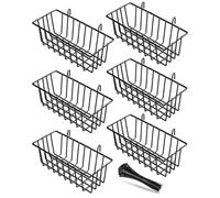 SEMPOMA 6 Pack Wire Baskets, Hanging Baskets for Grid Panels, Metal Hanging Baskets for Organizing, Black Wire Baskets for Storage, Home Decor