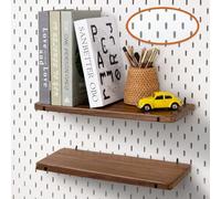 SEMPOMA Large Solid Wood Pegboard Shelf ONLY for IKEA Skadis,16" x 6",2 PCS