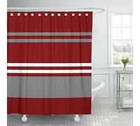 Semtomn Shower Curtain Crimson Red Grey and White Brick 72"x72" Home Decor Waterproof Bath Bathroom Curtains Set with Hooks