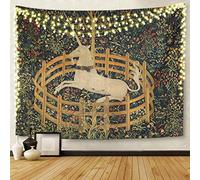 Semtomn Tapestry Artwork Wall Hanging Medieval Vintage Hunting Unicorn Captivity Him Her 60x80 Inches Home Decor Tapestries Mattress Tablecloth Curtain Print