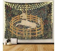 Semtomn Tapestry Artwork Wall Hanging Medieval Vintage Hunting Unicorn Captivity Him Her 70x90 Inches Home Decor Tapestries Mattress Tablecloth Curtain Print