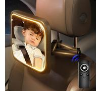 Semxnly Baby Car Mirror with Light - Rechargeable Baby Mirror for Car with Remote Control, Clear Vision, 360° Rotation Rear Facing Car Seat Mirror, Shock and Shatter Resistant