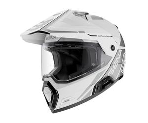 Sena OUTLANDER Dual Sport Bluetooth Smart Motorcycle Helmet with Sound by Harman Kardon, and Mesh and Wave Intercom Communication (Graphic Gloss White, S)