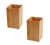 SenaiMy 2-Piece Bamboo Square Kitchen Utensil Rack, Cutlery Box for Storing Kitchenware and Utensils, Natural Style Utensil Rack Container for Spoons, Forks & Knives (wood color)