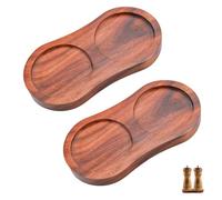 SenaiMy 2 Wooden Tray for Salt and Pepper Inner Dia 6.1 cm Small Acacia Wood Grinder Pepper Mills Seasoning Bottle Storage Tray Base Rest Home Dining Table Protector