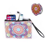 SenaiMy Diamond Painting Cosmetic Bag, Diamond Painting Handbag, Diamond Art Painting Purse, Diamond Painting Bag, Diamond Art Handbag, Flower Pattern Diamond Kit with a Diamond Mirror Gifts for Girls