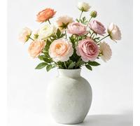 Senaire 6 Inch Tall Ceramic Vase for Pampas, Dry Plants, Fresh Flowers, Small Vintage Rustic Flower Vase for Living Room Table Entryway Bathroom Shelf Mantel Home Decor (White)