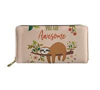 SENATIVE You are Awesome Sloth Design Soft Leather Clutch Bag for Children Women Long Purse Credit Card Holder