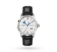 Glashutte Original Senator Men's Moonphase Black Strap Watch