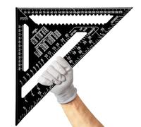 Senbaler 12 Inch/300mm Aluminum Alloy Triangle Ruler, Woodworking Speed Square Metric, Carpenters Square for Angle Measuring Marking (Black)