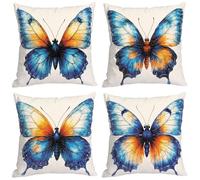 Senbang Set of 4 Velvet Cushion Covers 60x60cm Decorative Square Throw Pillow Covers 24x24 inch Butterfly Yellow Blue Couch Pillowcase for Outdoor Home Sofa Living Room Decor Cushion Cover