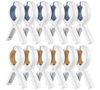 Senbowe 12 Pack Beach Towel Clips, Heavy Duty Plastic Clothes Pins, Windproof Clothes Clips to Dry on Clothesline and Hanging Rack
